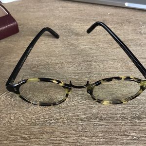 Oliver Peoples Black and Tortoiseshell Round Optical Glasses